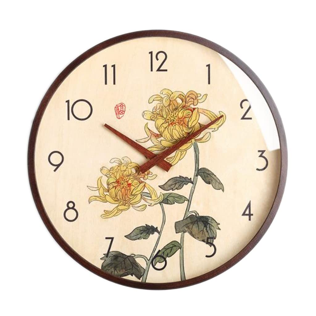 Horloge murale pour salon silencieuse sans tic-tac électronique en noyer
