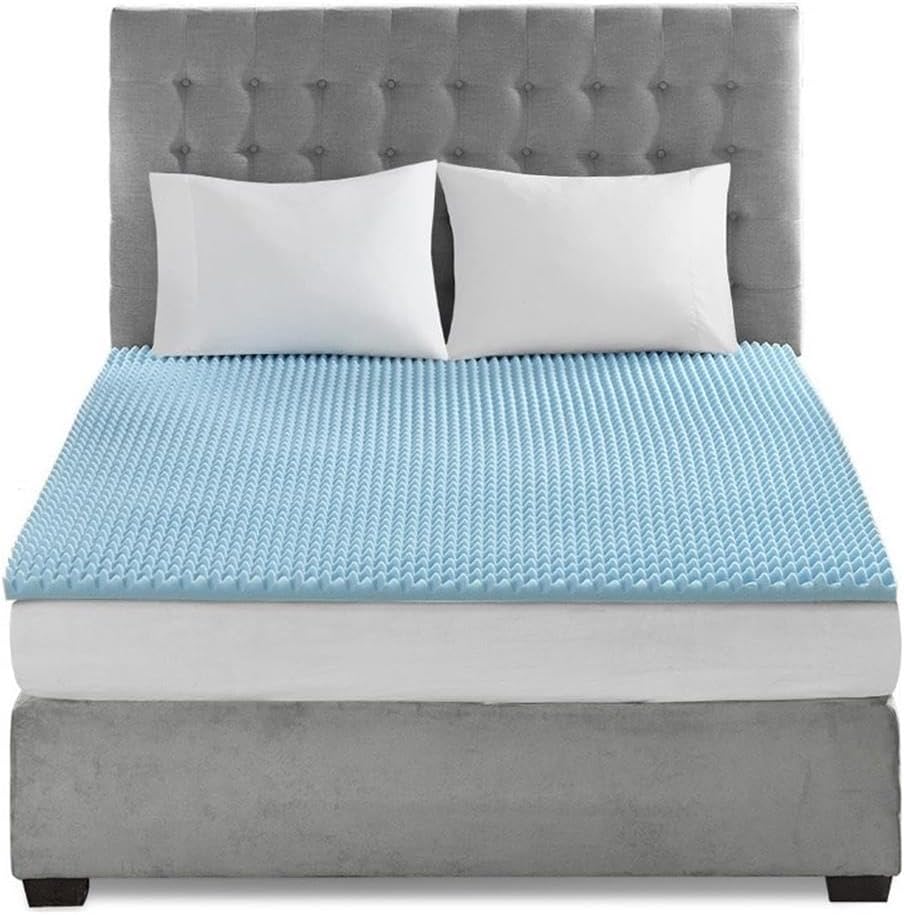 Pemberly Row 1.5" Gel Memory Foam Non-allergenic Mattress Topper - Blue