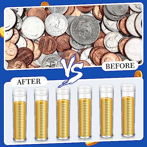 Tubo para monedas 5 centavos 30 piezas plástico transparente miniatura 4