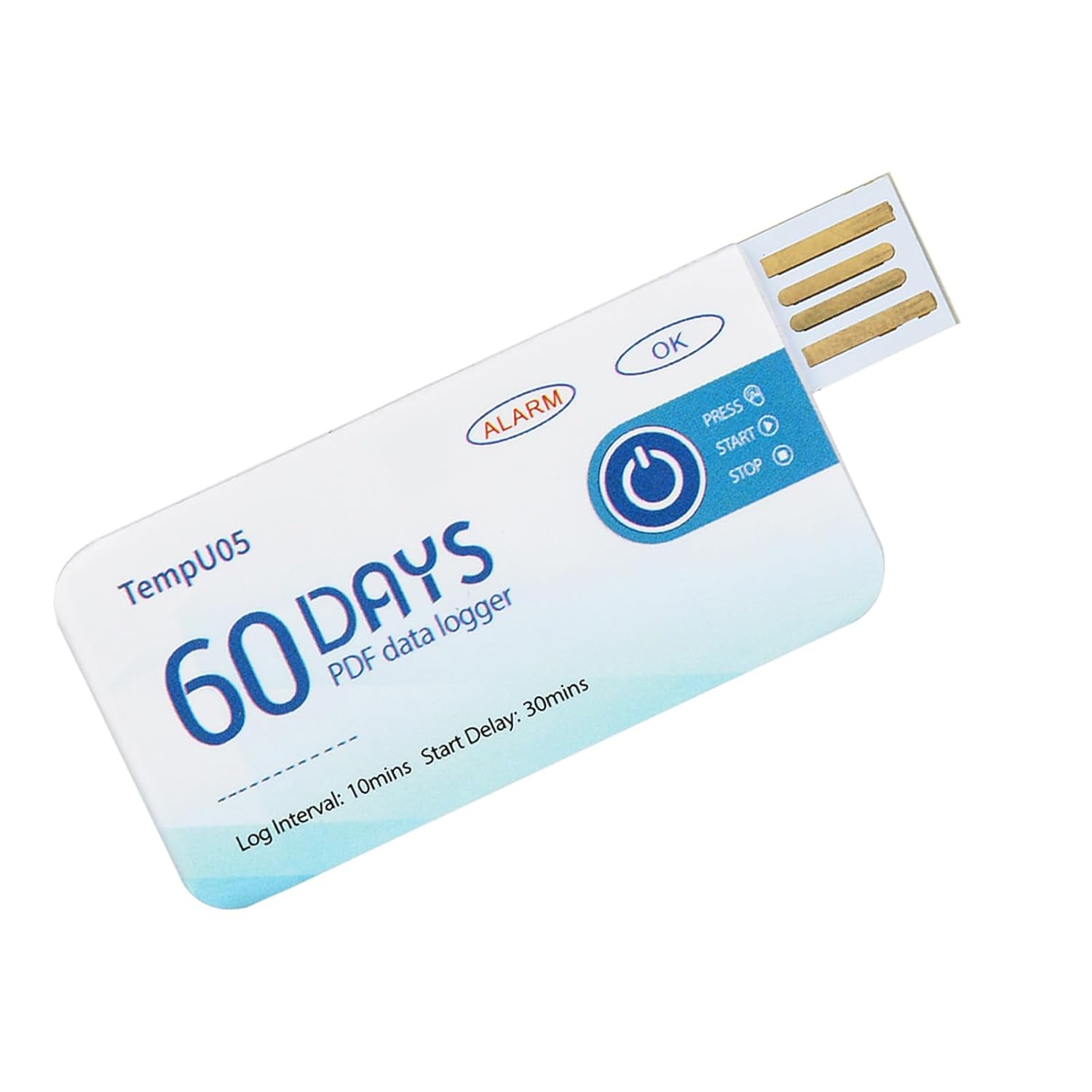 High Temperature Data Logger Single Use USB Temperature Recorder Compact TempU05 with PDF Report for Monitoring Food, Drugs, and Chemicals (TempU05)