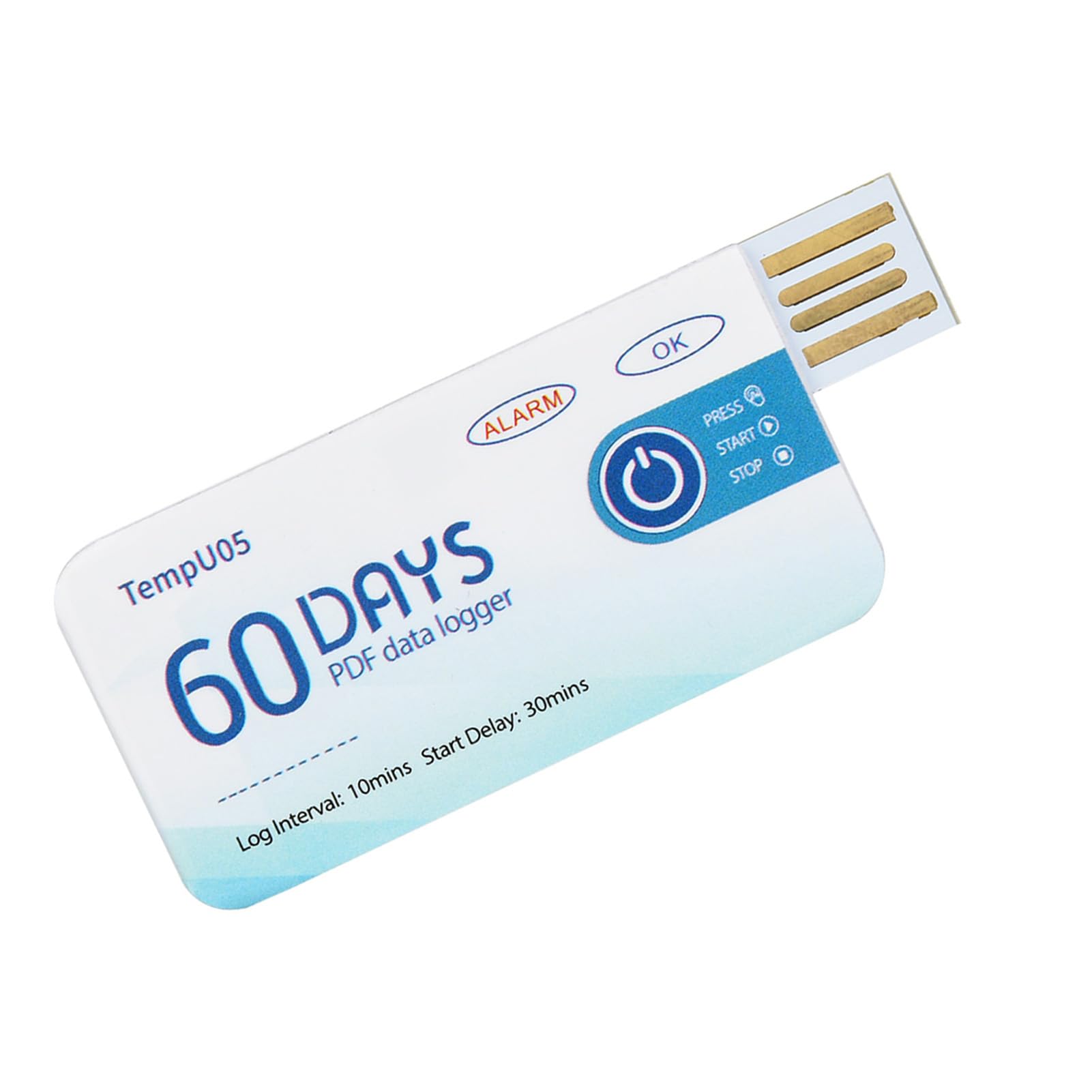 TempU05 Registratore di Temperatura USB Monouso con Report PDF Alta Precisione 67x28mm