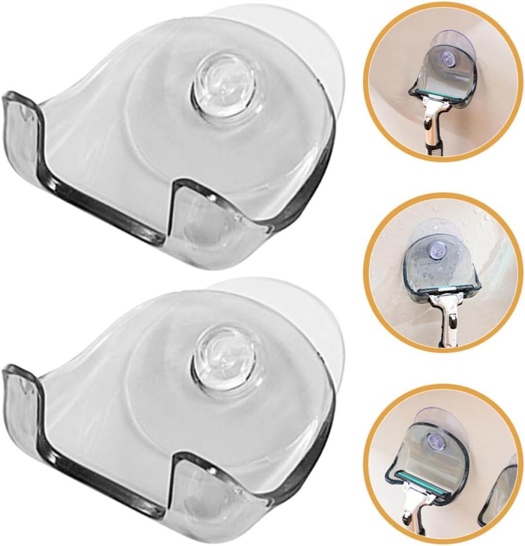2pcs Suction Cup Clipper Storage Holder for Bathroom and Rv, Plastic Shaver Guard Holder with Space Saving and Fade Resistant Features, Wall Mounted Razor Storage Rack