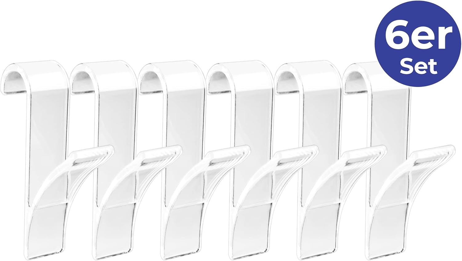 Wenko Towel Hooks for radiators Transparent-Set of 6, 7 x 2.5 x 10.5 cm