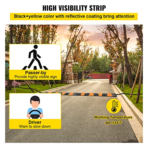 Image of VEVOR 2 Pack 6 FT Rubber Speed Bump Heavy Duty 2 Channel | 72.8 inch x 12.2 inch x 2.2 inch, Modular Traffic Driveway Speed Hump, 22,000 lbs /Axle Capacity Cord Cover, for Asphalt, Concrete, Gravel