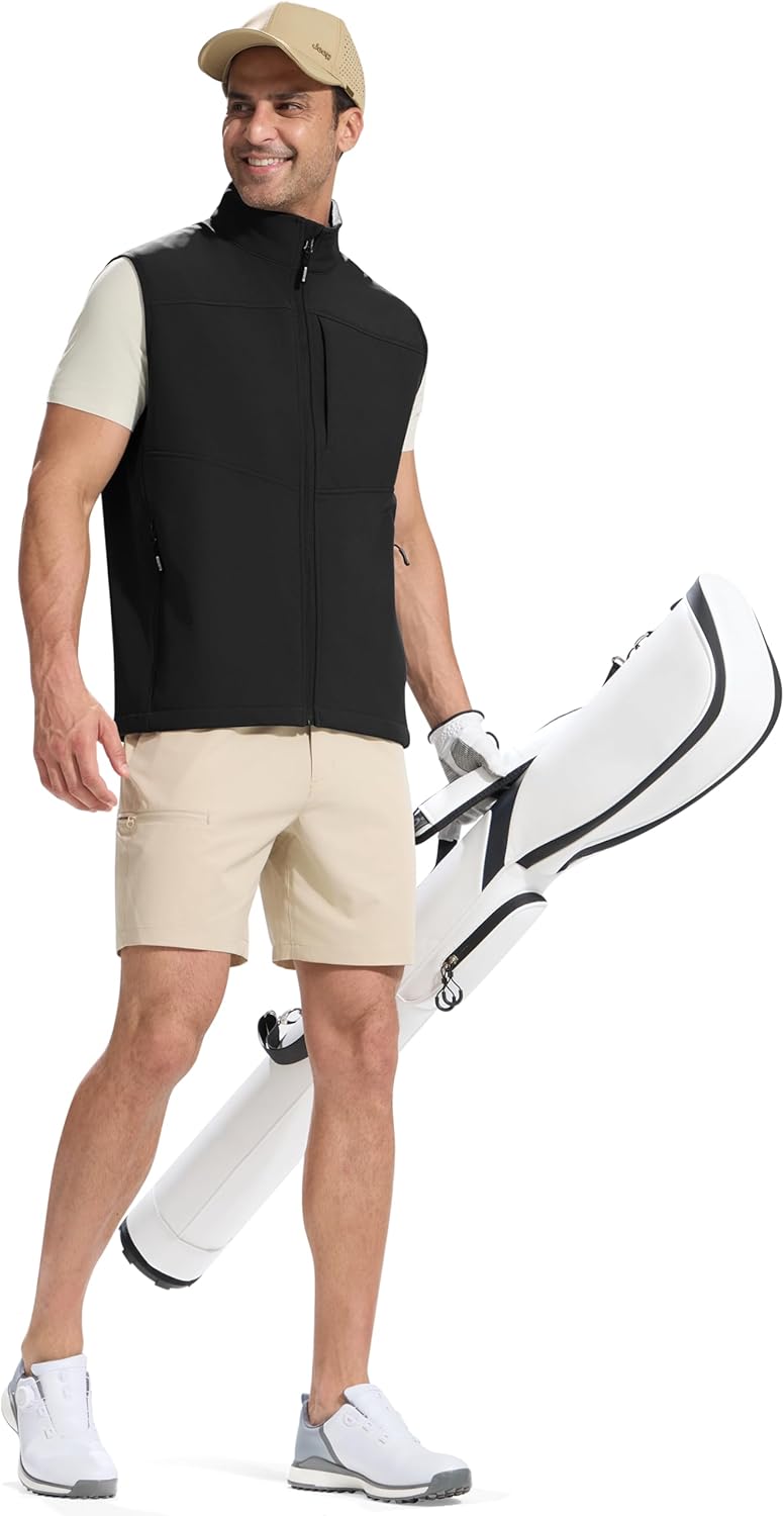 FREE SOLDIER Men's Lightweight Golf Vest Outerwear Windproof Sleeveless Softshell Jacket Running Vest - Image 7