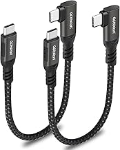 aceyoon USB C Cable Short 20 cm, 2 Pieces 240 W USB C to C Cable 5A PD Fast Charging Cable USB Type C Angle 90 Degree with E-Maker Chip for iPhone 16 15 Plus Pro Max, for MacBook, for Galaxy; for