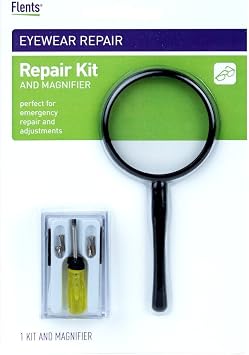 Flents Eye Glasses Repair Kit and Magnifier | Spare hinge screws, carrying case, magnifyer included, easy to use, quality design
