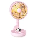 Wembley Mini Handheld & Desktop Fan| Portable with Height & Angle Adjustment| With Detachable Cute Panda | Rechargeable & Battery Operated High-Speed Fan with Light (Pink) gallery image