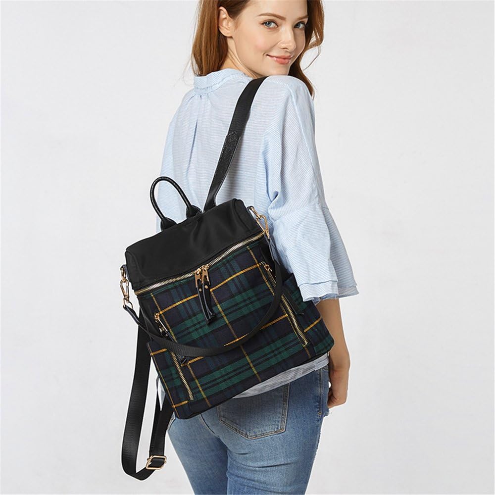 Mn&Sue Red Plaid Backpack Purse for Women Fashion Casual Daypack Dual-use Travel Shoulder Bag Rucksack - Image 4