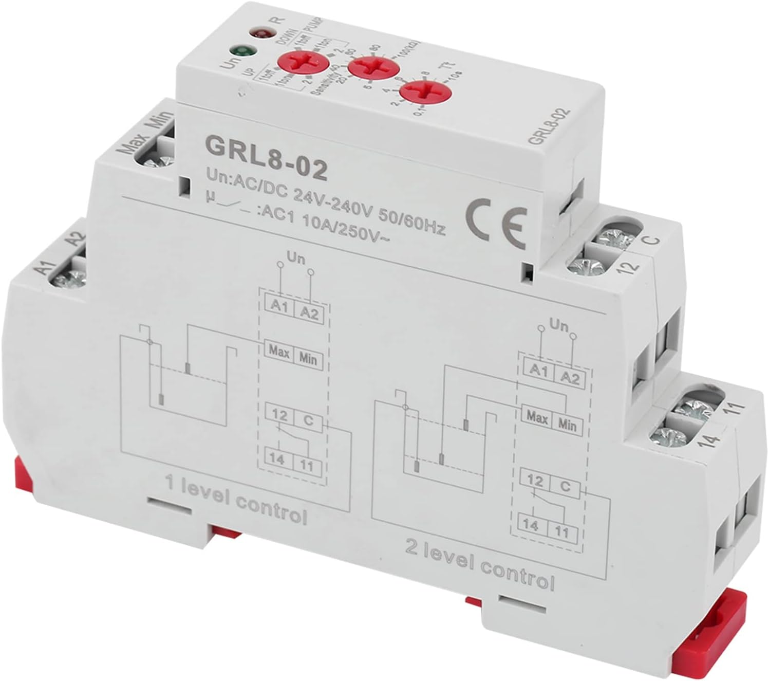 GRL8-02 Liquid Level Control Relay Water Level Controller 10A AC / DC 24V-240V