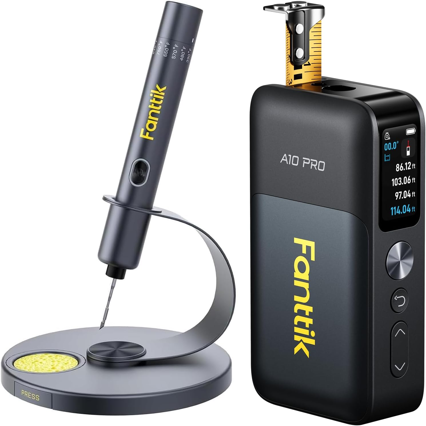 Fanttik T1 Max Soldering Iron Kit & Fanttik A10 Pro 2-in-1 Digital Laser Tape Measure with HD IPS Color Display