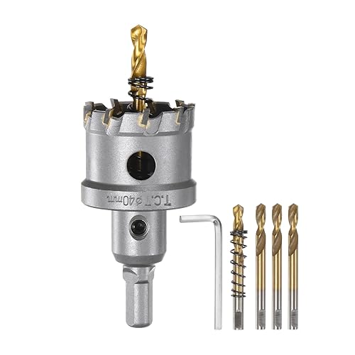 Miniatura 46 de HARFINGTON Kit de sierra de agujero de carburo de 1.890 in (1-57/64 pulgadas), juego de cortador de agujeros de metal con 5 piezas de brocas