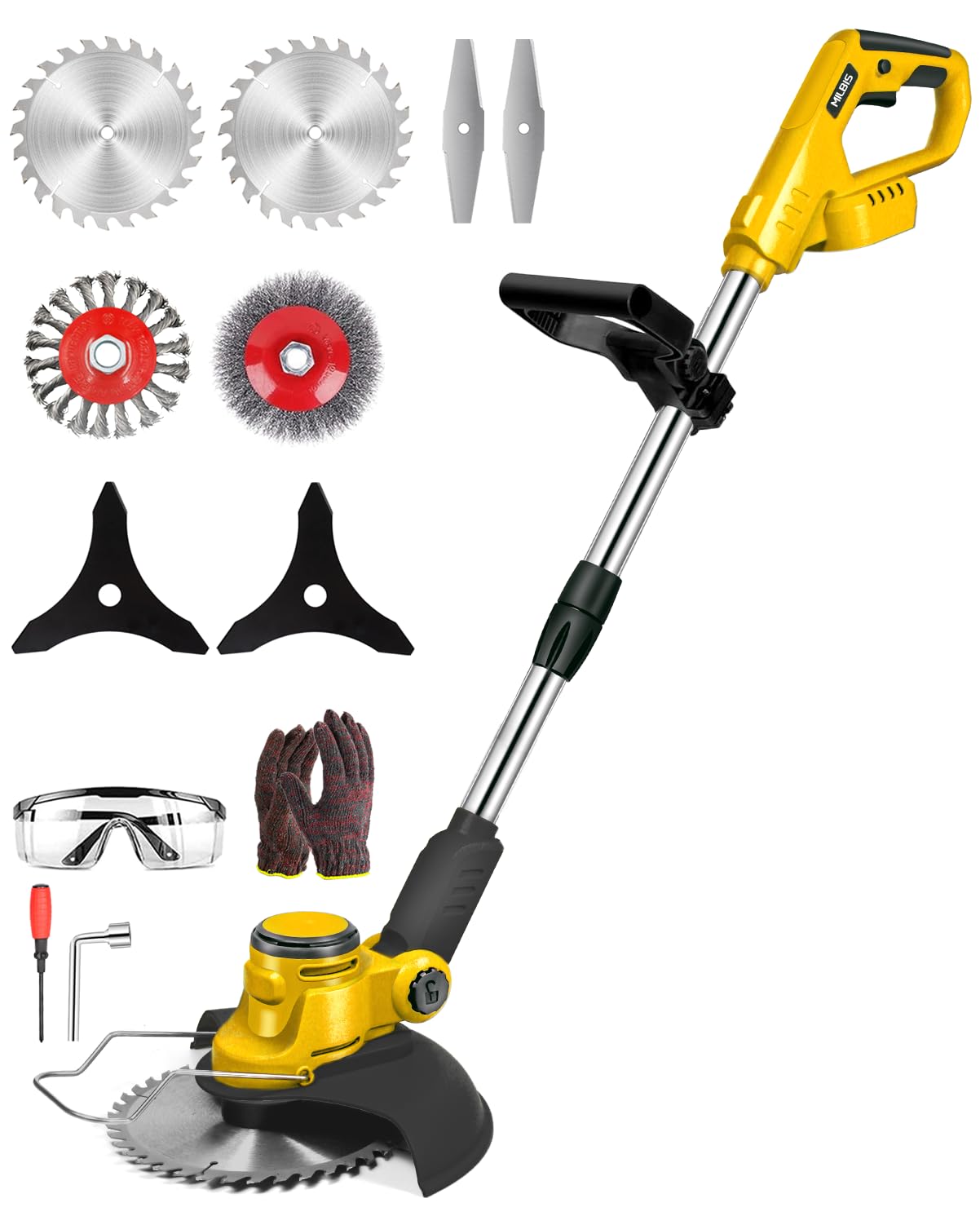Cordless Weed Wacker for Dewalt 20V Battery(Battery Not Included), with 5 Types Blades, Brushless Motor, Lightweight Grass Trimmer/Brush Cutter for Lawn Yard Garden
