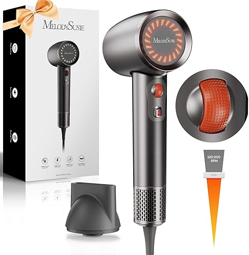 MelodySusie Secador de pelo, secador de pelo profesional de alta velocidad con 120,000 RPM, secado rápido de 1400 W, sin daños con secador de pelo a