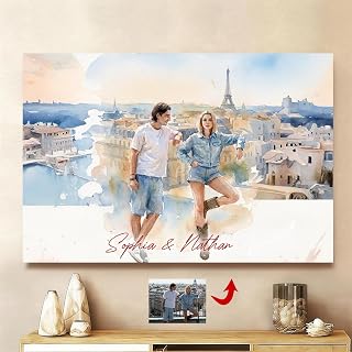 Famitrendz Custom Painting Portrait, Personalized Couple Wall Art Print, Portraits from Photo, Personalized Gift for Her, Him, Wife, Husband, Gifts Valentine Birthday Wedding Christmas for Men Women 9