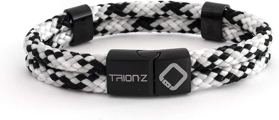 Zen Loop Duo Magnetic Field Therapy Wristband for Women & Men Featuring Patented ANSPO Technology (Black/Silver/Grey, Small)