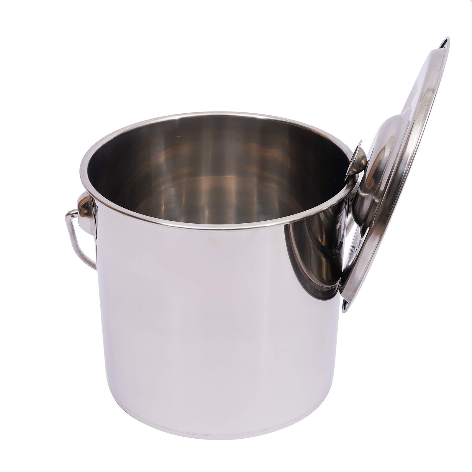 Cubo de acero inoxidable, cubo de acero inoxidable, cubo de cocina, cubo industrial, cubo de cocina, cubo de leche, con tapa, ranuras antideslizantes, para cocinar, almacenar, rellenar, 12 L