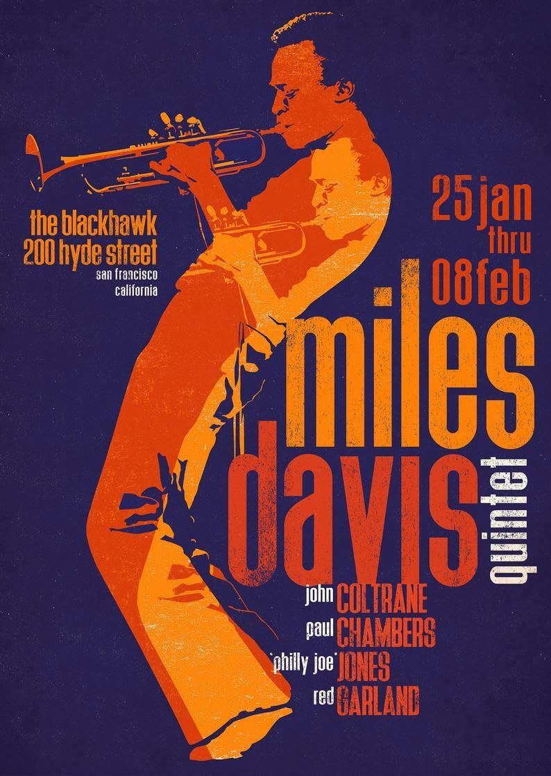 Yelacecca Tin Sign A96816 Miles Davis Retro Style Concert Poster Wall Decoration Metal Sign Poster 8X12 Inches
