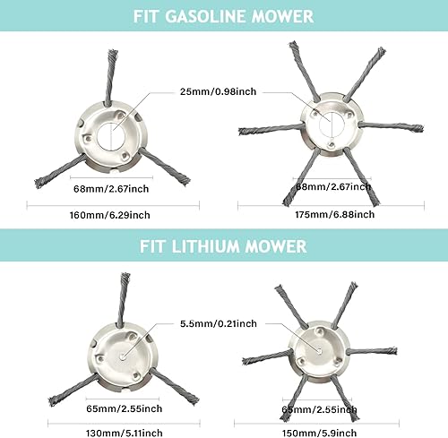 Miniatura 2 de 2 piezas de cepillo giratorio para malas hierbas, nudo torcido, alambre de acero, cepillo de rueda de disco, cabezal de recortadora, cuchillas de