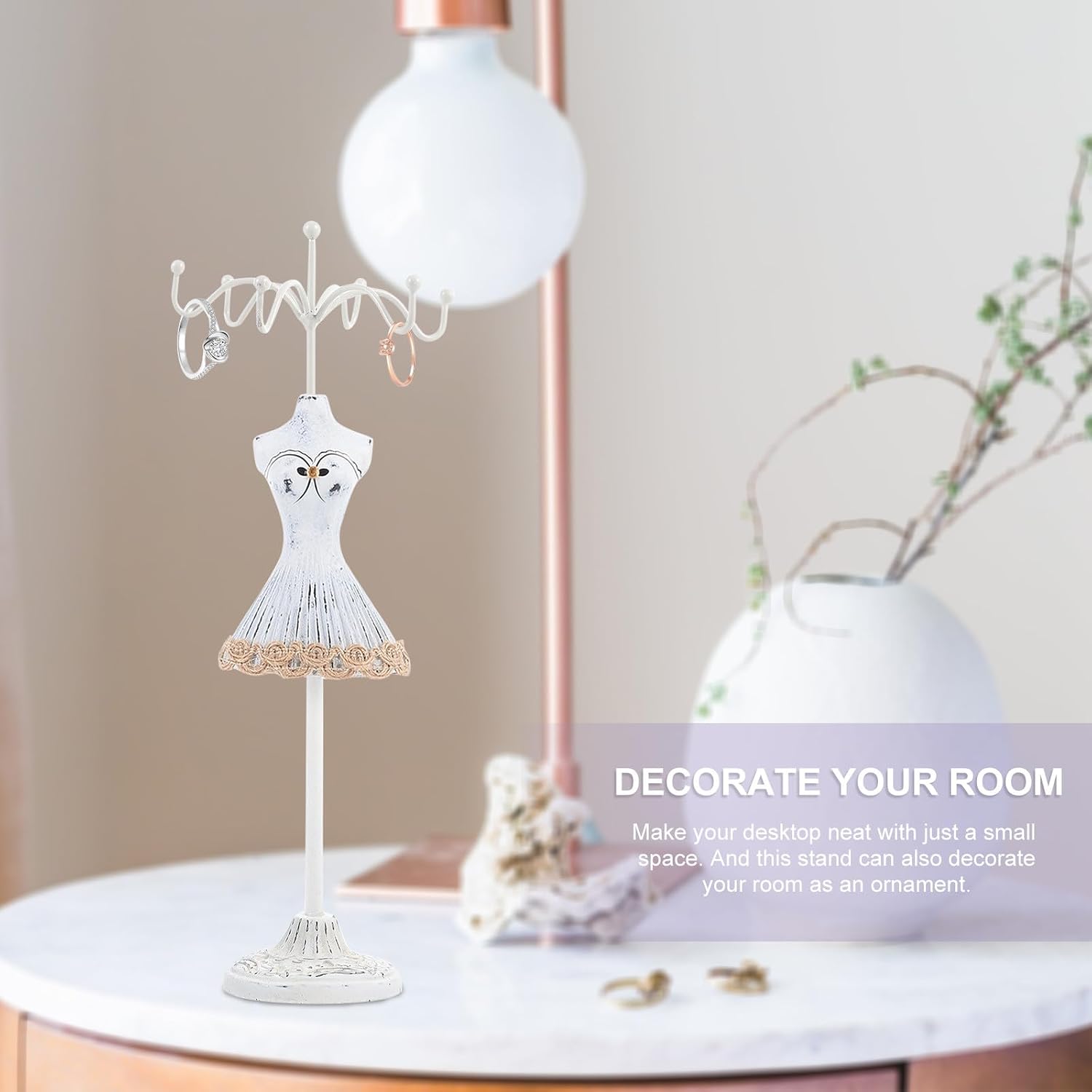 Rotating Jewelry Display Stand Necklace Holder Earring Organizer Tower Resin Jewelry Storage Shelf for Women Fashion Accessories image 5
