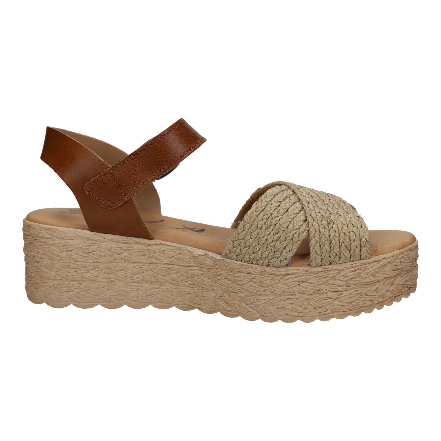 SANDALI M621 Plataforma para Chicas, Piel Hechas en España, con Hebilla, Tiras de Yute y Planta de Gel Mujer