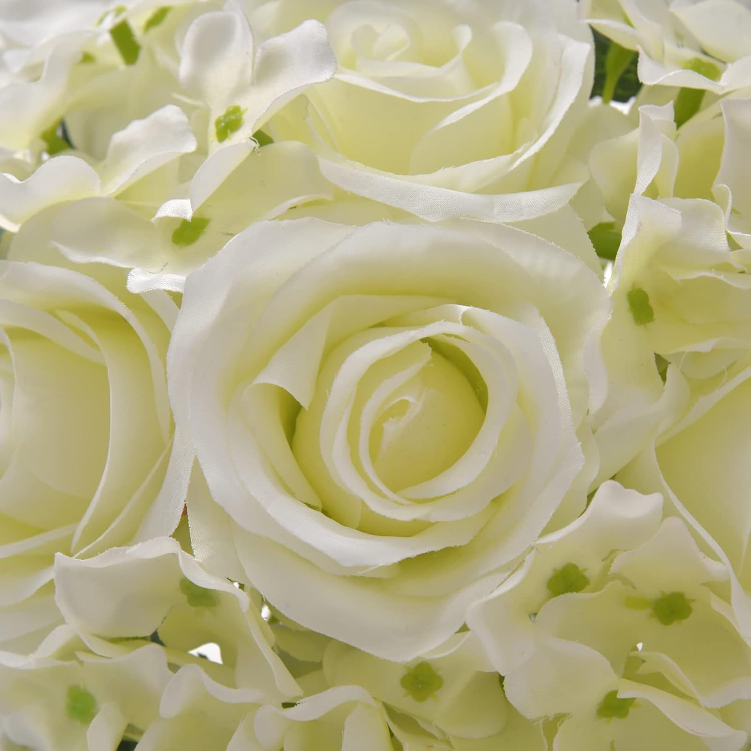 Fule Artificial Silk Rose Flower Centerpiece Arrangement in Glass Vase with LED Light for Home Wedding Decoration (Spring White) - Image 6