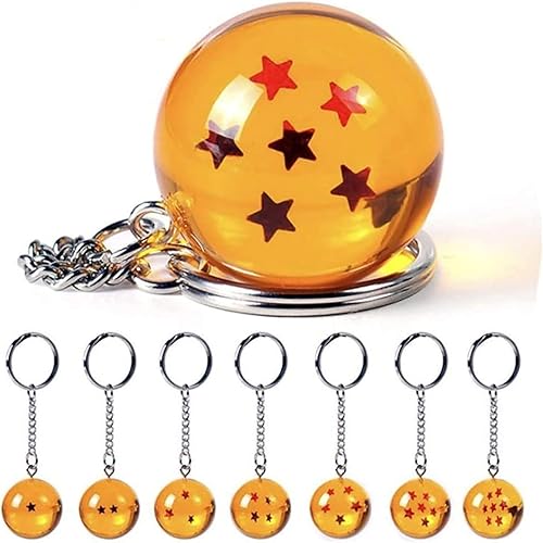 Miniatura 3 de Paquete de 7 llaveros acrílicos de estrella de Dragon Ball, colgante de resina transparente, bolas transparentes, 7 estrellas, bolas de cristal de