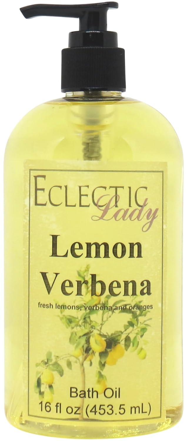 Lemon Verbena Bath Oil - Scented Body Oil - Relaxing & Moisturizing Bathing Oil - Fragrance Body Oil For Dry & Rough Sensitive Skin - 16 oz