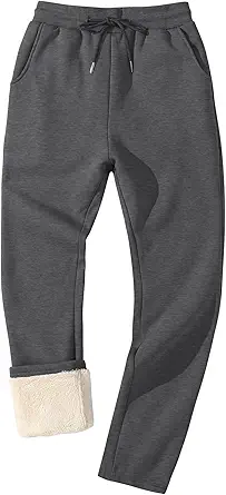 Flygo Men's Fleece Lined Sherpa Sweatpants Winter Warm Pants Jogger Lounge Athletic Pant with Pockets