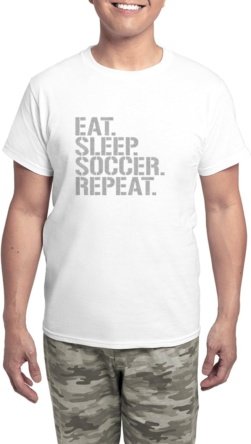CafePress Eat Sleep Soccer Repeat Pajamas Men's Novelty Light Pajama Set, Comfortable PJ Sleepwear