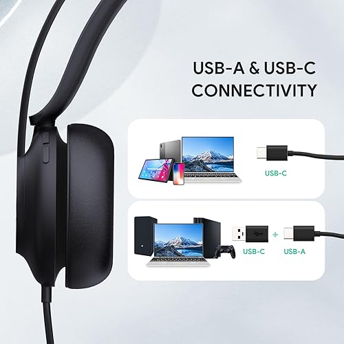 Miniatura 5 de Auriculares USB con micrófono Yealink UH37, auriculares con cable con micrófono de cancelación de ruido para computadora PC portátil teléfono VoIP,