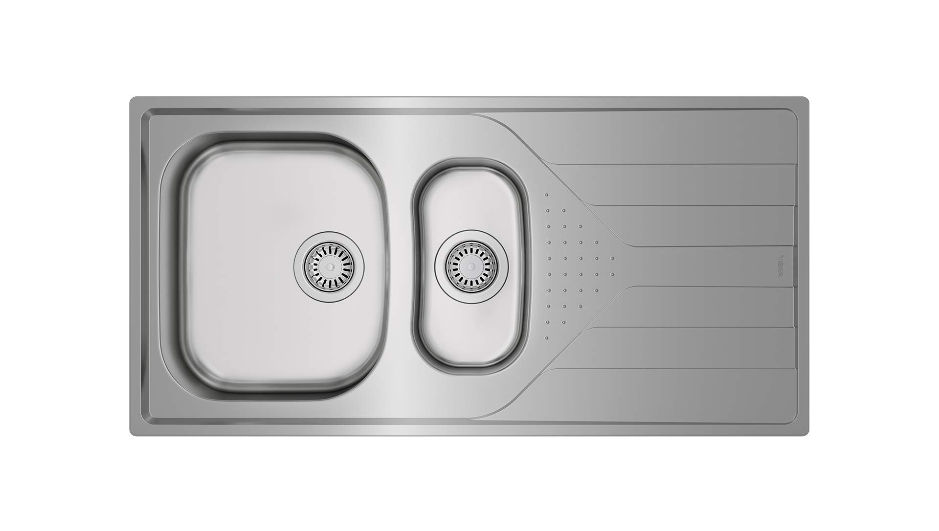 TEKA Fregadero Encastrado 1½ Cubetas con Escurridor en Acero Inoxidable, Profundidad 160mm y 110mm, Reversible, Mueble 60cm, Universe 60 T-XP 1½C 1E