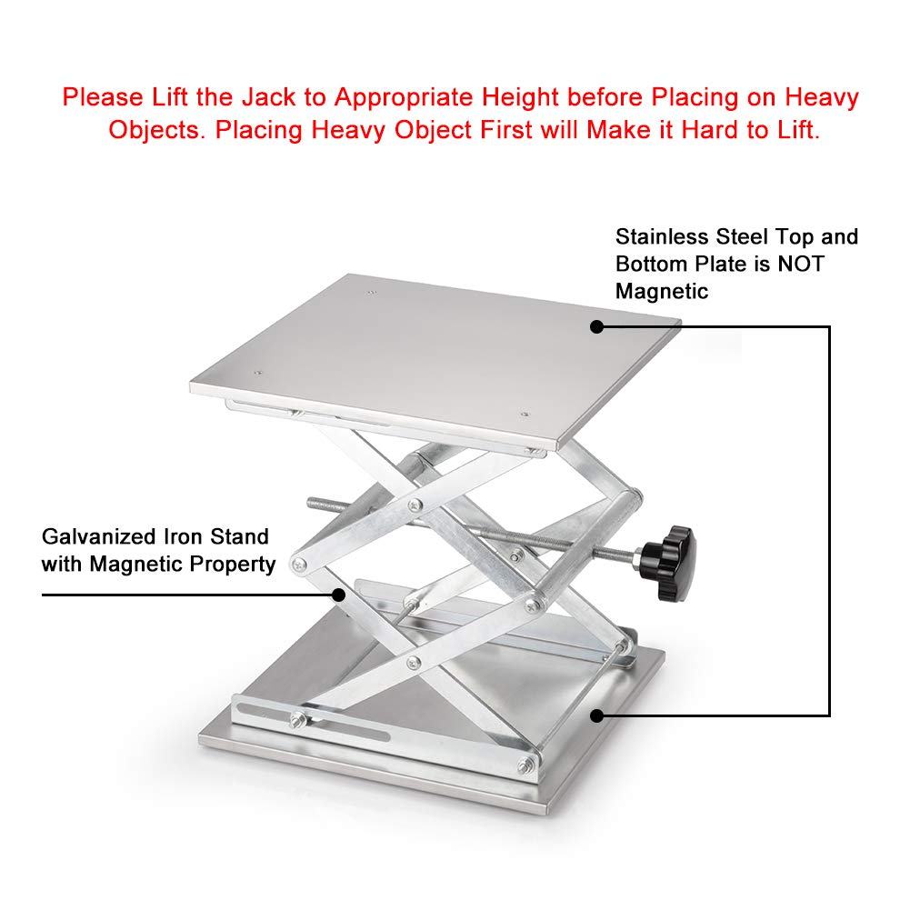 StonyLab podnośnik do nożyczek laboratoryjnych, wysokiej jakości 300 x 300 mm ze stali nierdzewnej wsparcie laboratoryjne podnośnik platforma stół do podnoszenia laboratoryjnego, możliwość rozbudowy zakresu wysokości podnoszenia od 100 mm do 450 mm, waga