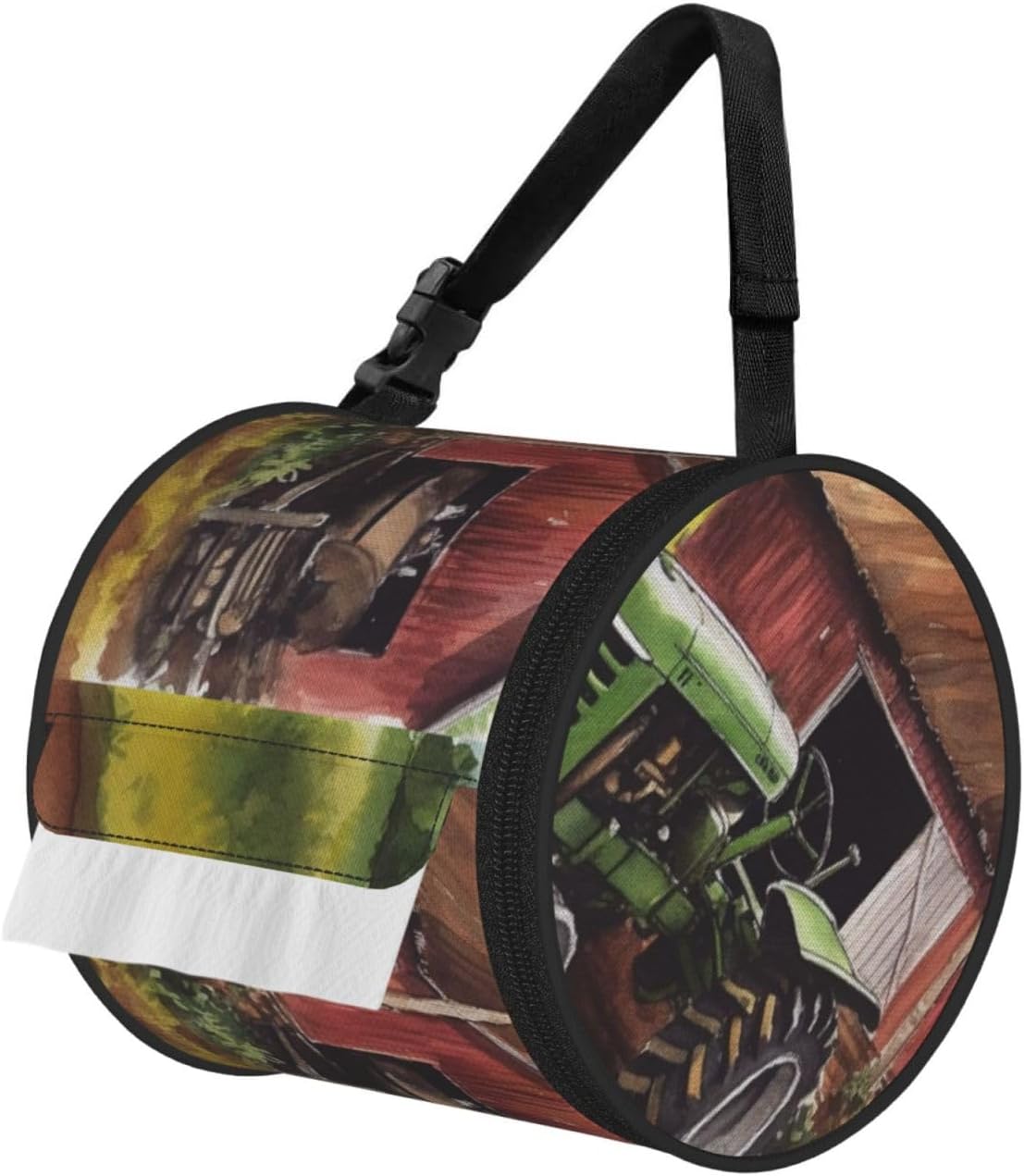 Tractor On The Farm Hanging Toilet Paper Holder Waterproof Tissue Holder Cat Proof Roll Paper Case Cover Portable Foldable Roll Storage Bag with Adjustable Strap for Travel Car Camping Outdoor