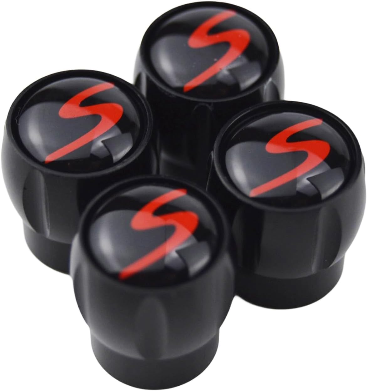 (Set of 4) S Aluminum Auto Tire Valve Stem Cap Cover with Resin red S Emblem Trim for Porsche 911 Panamera Macan Cayenne Cayman 718 Boxster Taycan Carrera Turbo