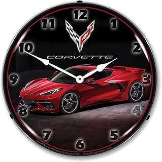 C8 Corvette in Red LED Lighted Clock