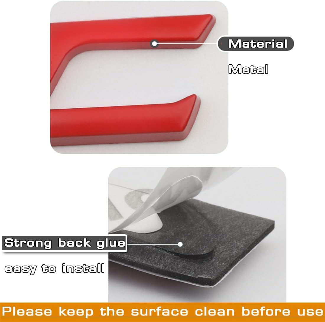 3D Raised Letters C-I-V-I-C Emblem Metal with Adhesive Backing Replacement for Rear Emblem Automotive Decoration(Silver Red)