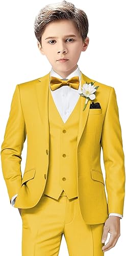 Boys Suit Slim Fit Kids Yellow Suits for Boys Formal Suits Easter Tuxedo Blazer 