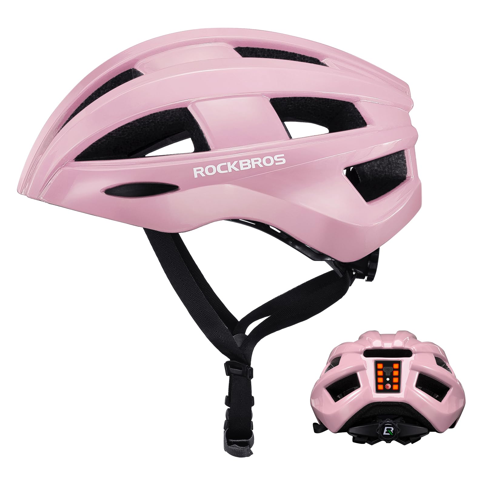 ROCKBROS Casque de Vélo avec Éclairage LED, Casque de Cyclisme Maille Anti-Insectes Respirant Léger pour Hommes Femmes Adultes VTT VTC Vélo Route Protection Tête Taille Réglable 55-60cm