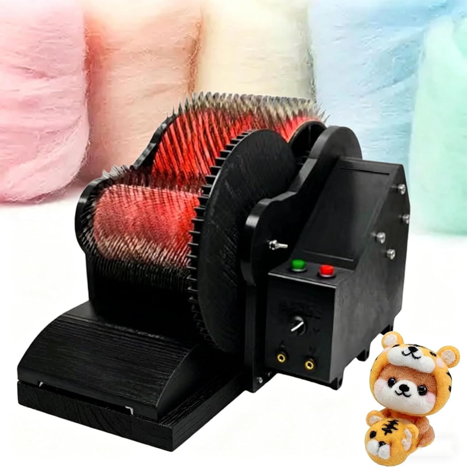 Wool Carding Machine, Electric Wool Felt Drum Carder for DIY Craft, Fast Color Mixing, Combing, Spinning, Fleece Carders, Sheep Fleece Drum Carder, for Carding Wool Fibers and Making Felt Projects