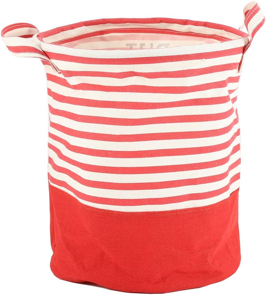 Raguso Round Canvas Laundry Basket,Waterproof and Foldable Large