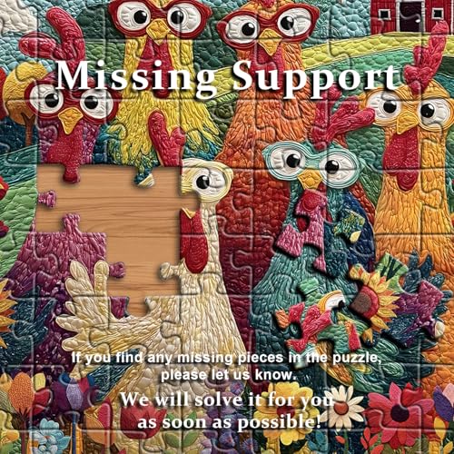 Chicken Puzzles for Adults 1000 Piece, PICKFORU Funny Chicken Jigsaw Puzzle, Garden Farm Flower Animal Rooster Themed, Patchwork Art Challenge Puzzle