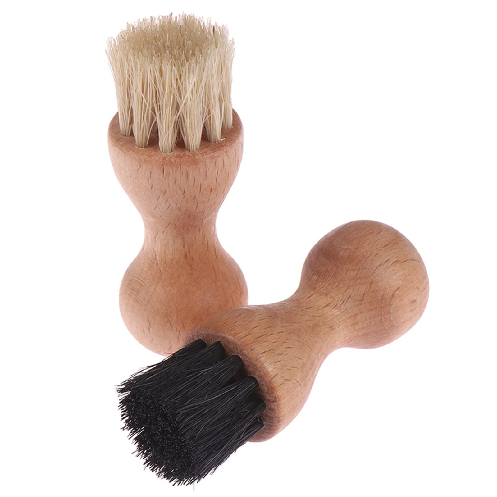 Cepillos para Zapatos, Zapatos de Madera Mango de Cepillo Cerdas Naturales Pelo de Caballo Brillo para Zapatos Cepillo de Limpieza para pulir (B)