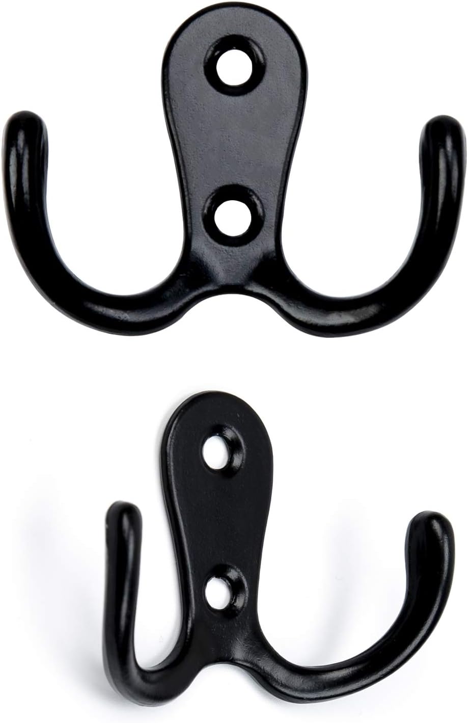 OUSHINAN 21 Pieces Double Prong Robe Hook Rustic Hooks Retro Cloth Hanger Coat Hanger Wall Mounted Hook with 42 Pieces Screws (Black Color)