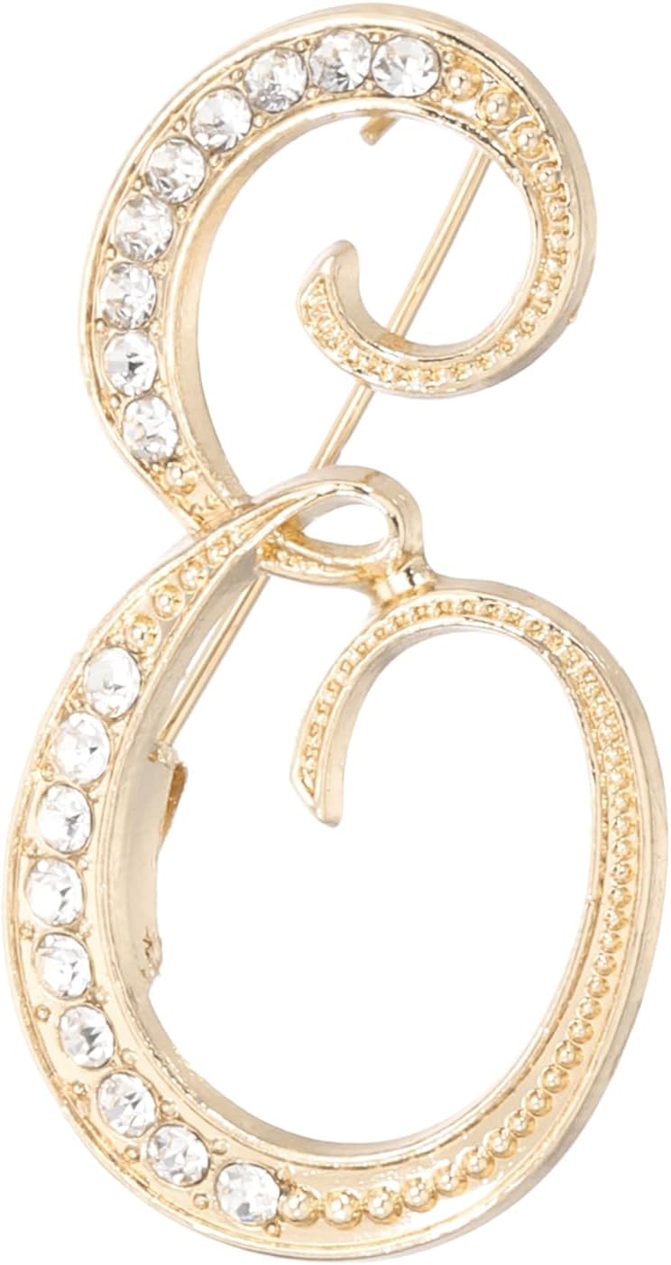 PATIKIL Letter Brooch Pins, Initial Letter Rhinestone Broaches Metal Crystal Alphabet Lapel Pin for Women Jewelry Gift Suit Clothes Hat Dress Coat