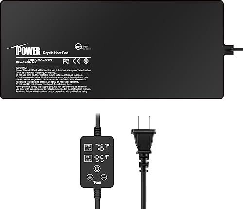 Vista 95 de iPower Almohadilla térmica para reptiles de 4 x 7 pulgadas con termostato ajustable, calentador debajo del tanque, tapete térmico para tortugas