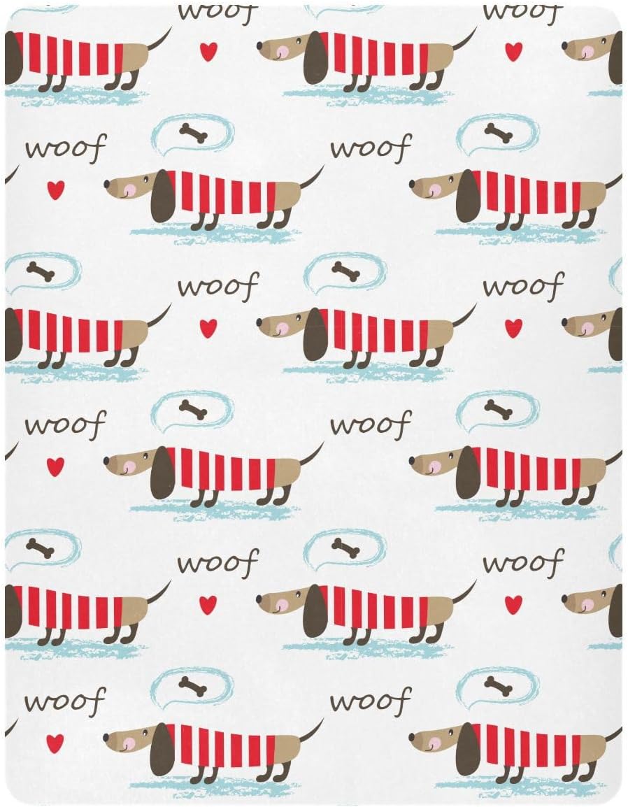 Fitted Crib Sheets Dachshund Dog Wth Paws Stretchy Portable Playard Sheets for Baby Toddler, Breathable Soft Mini Crib Mattress 52 x 28 in for Boys and Girls