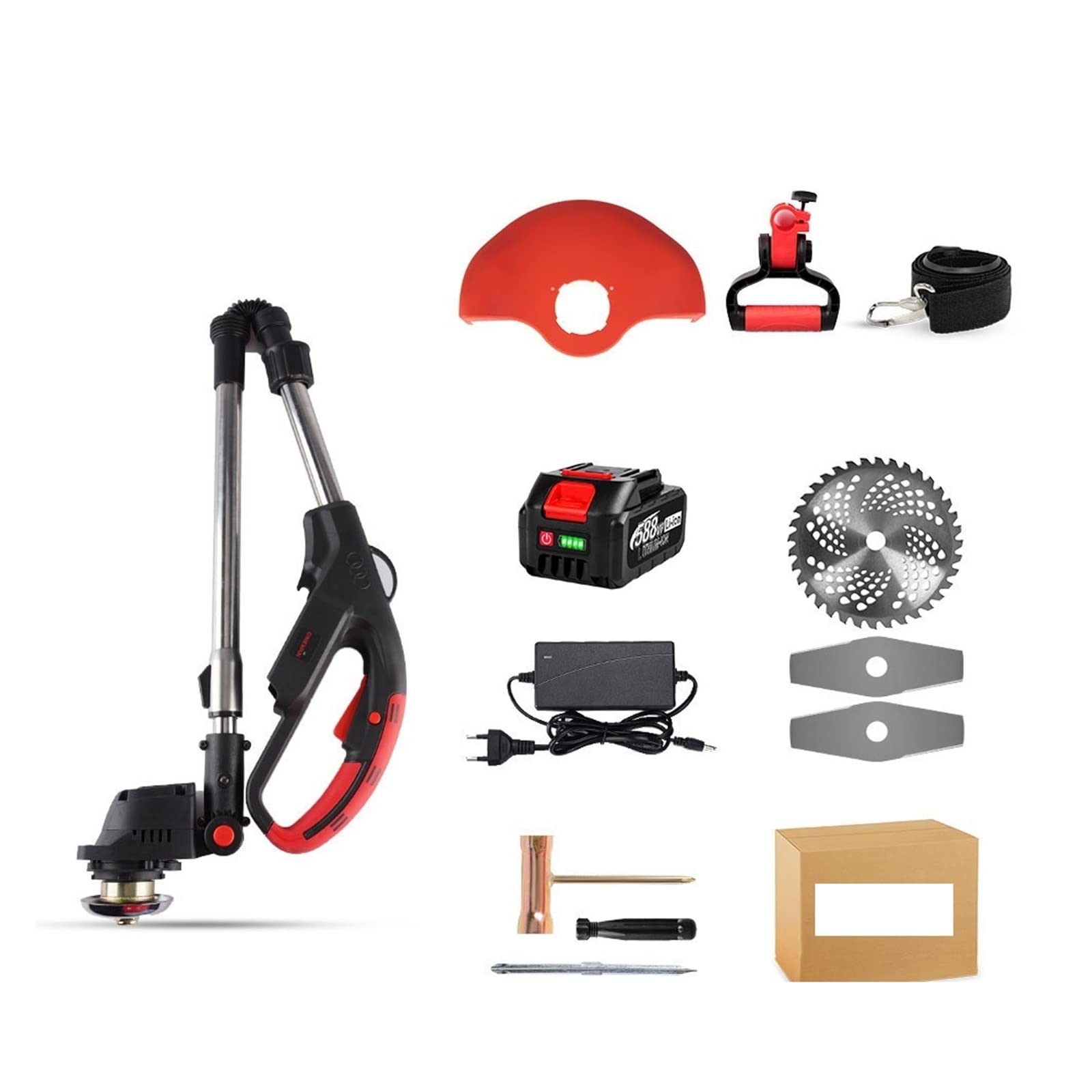 Cortasetos, Cortacésped eléctrico con escobillas de 4000W y 36000RPM, batería de Iones de Litio, cortadora de césped inalámbrica, Herramientas de poda de jardín(1 Battery Plug)