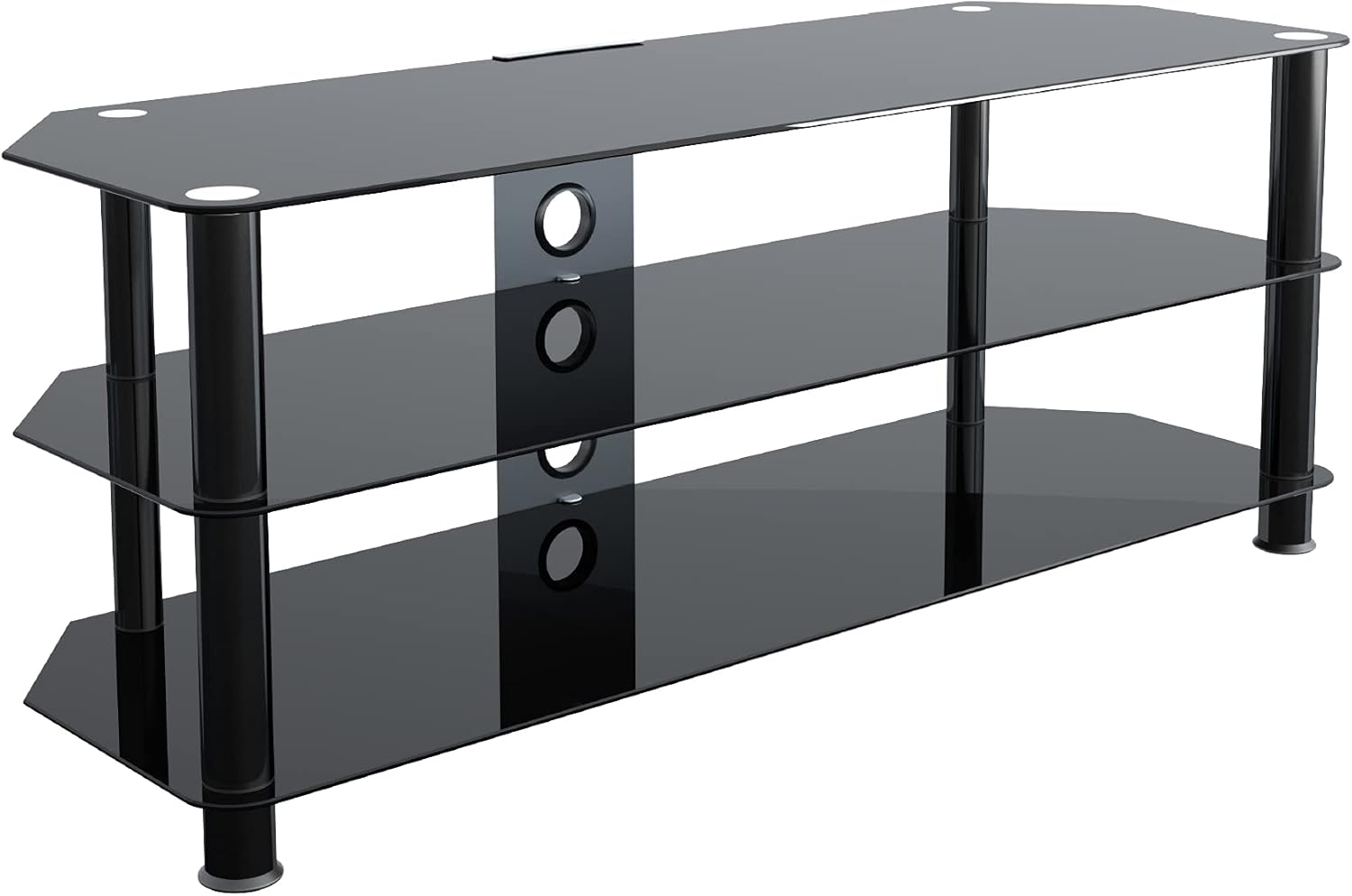 MAHARA Glass Corner TV Stand Universal Black Glass TV Unit 125cm wide