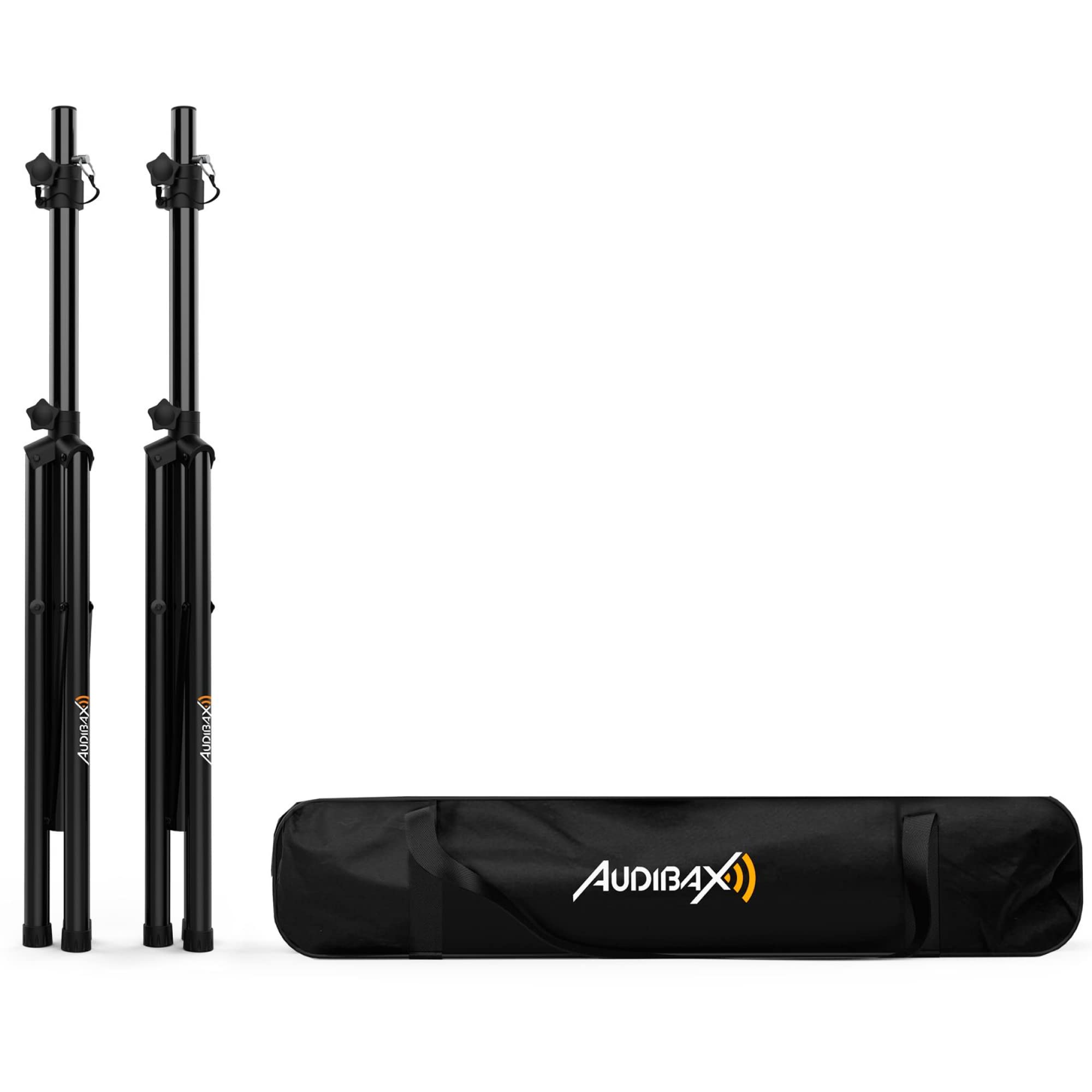 Audibax Neo 130 - Support Professionnel pour Haut-Parleurs - Paire de Trépied pour haut-Parleurs - Sac de transport Inclus - Trépieds Extensible - Hauteur Réglable de 120 à 180 cm - Poid Maximum 30 kg